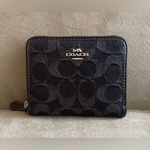 Coach Small Zip Wallet in Signature Black Denim